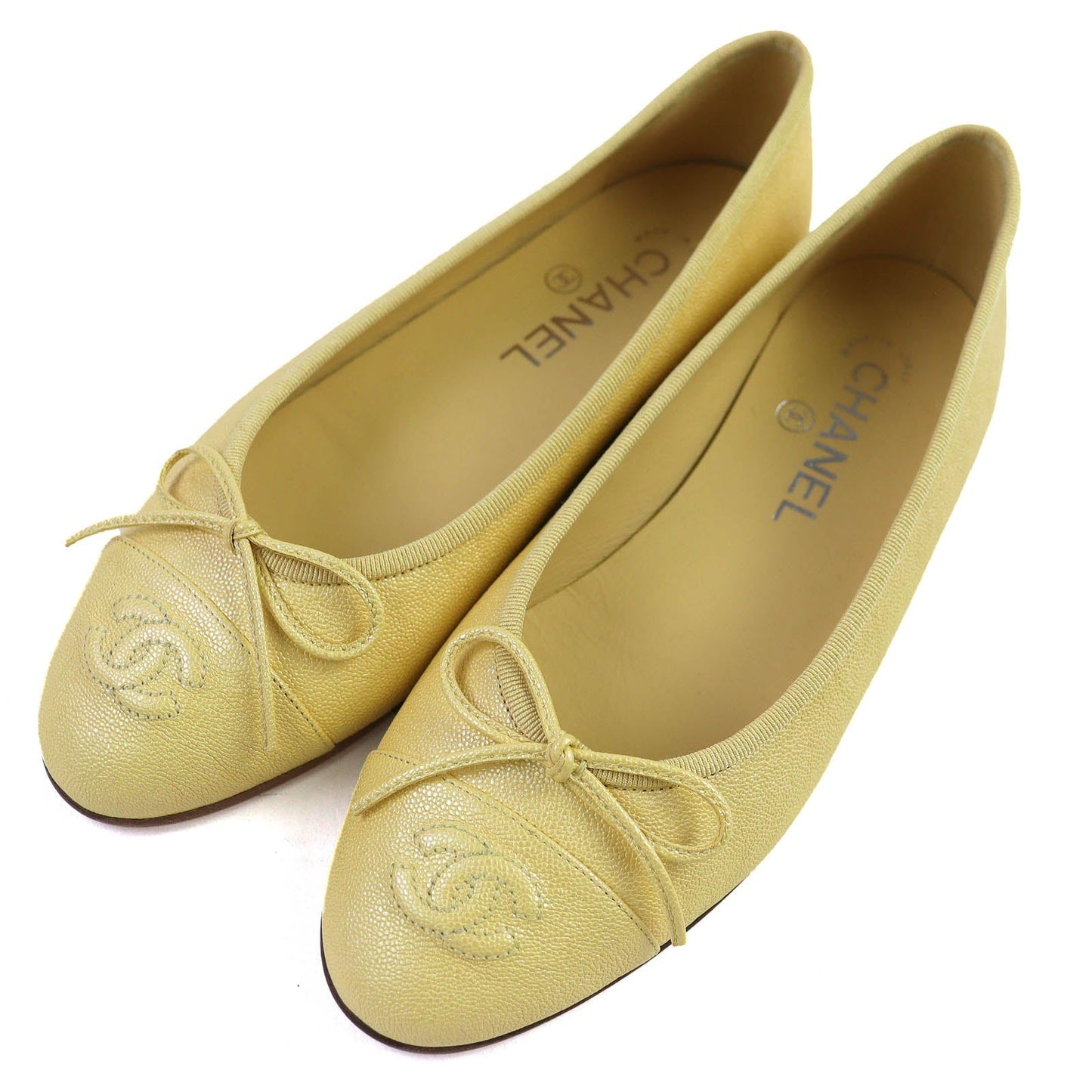 Chanel COCO Mark Ribbon Leather Flat Pumps