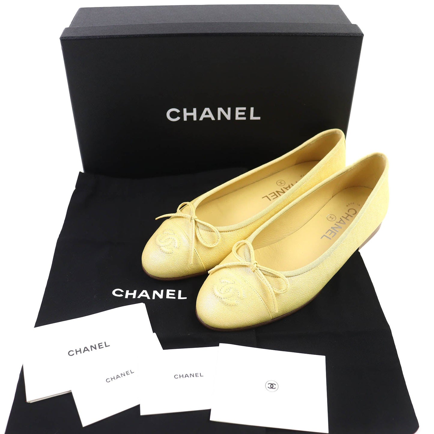 Chanel COCO Mark Ribbon Leather Flat Pumps