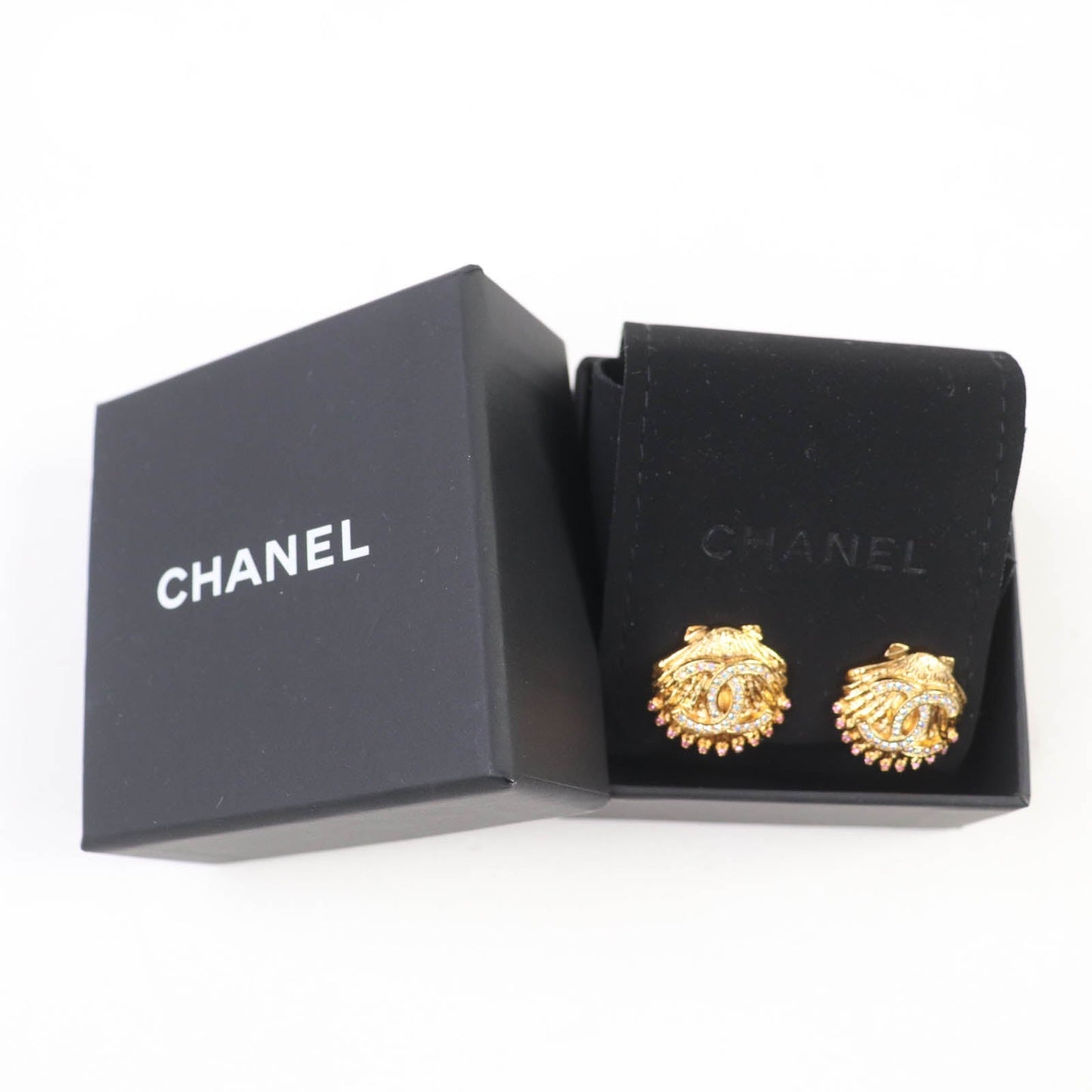 Chanel COCO Mark Shell Design Earrings