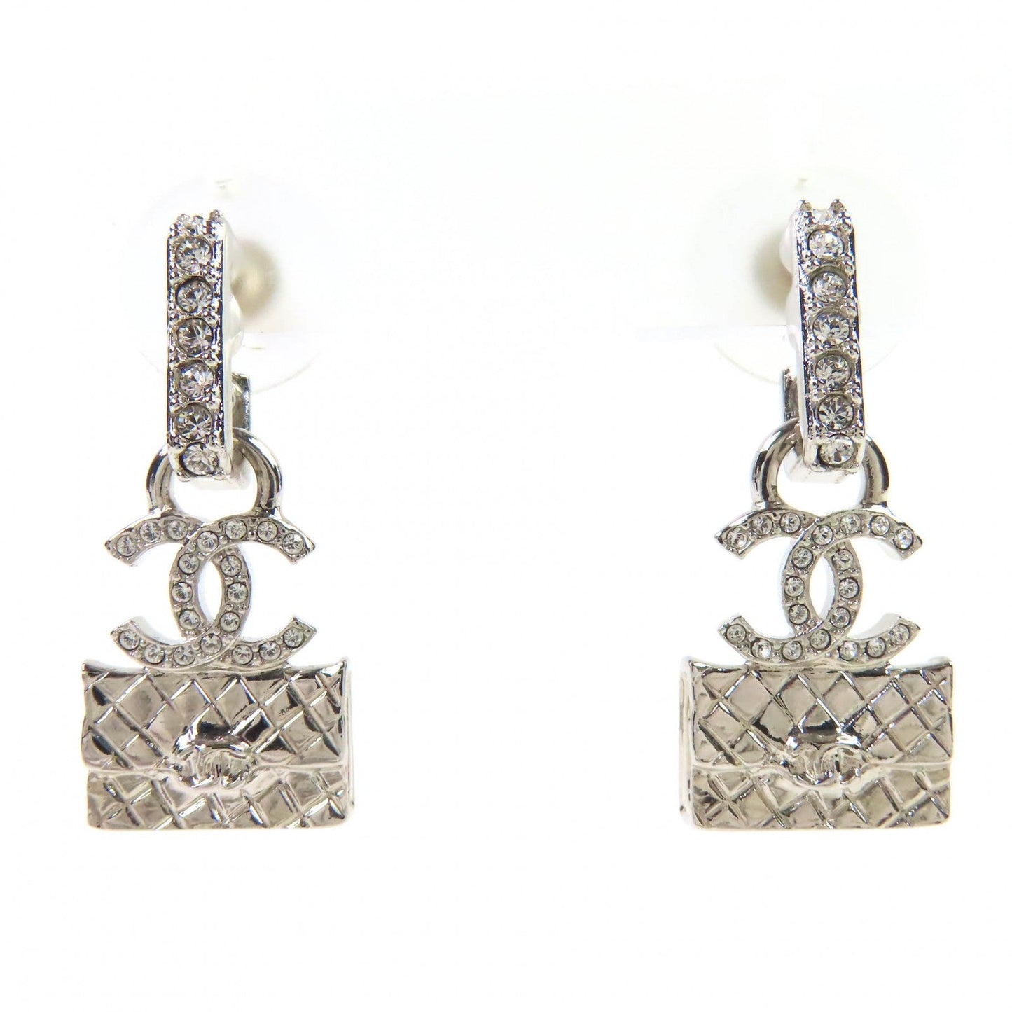 Chanel COCO Mark Matelasse Pierce Earrings