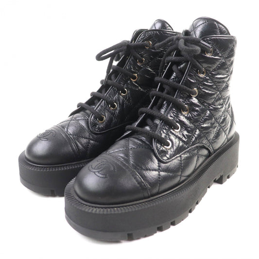 CHANEL short boots 24A G45833 leather black 38