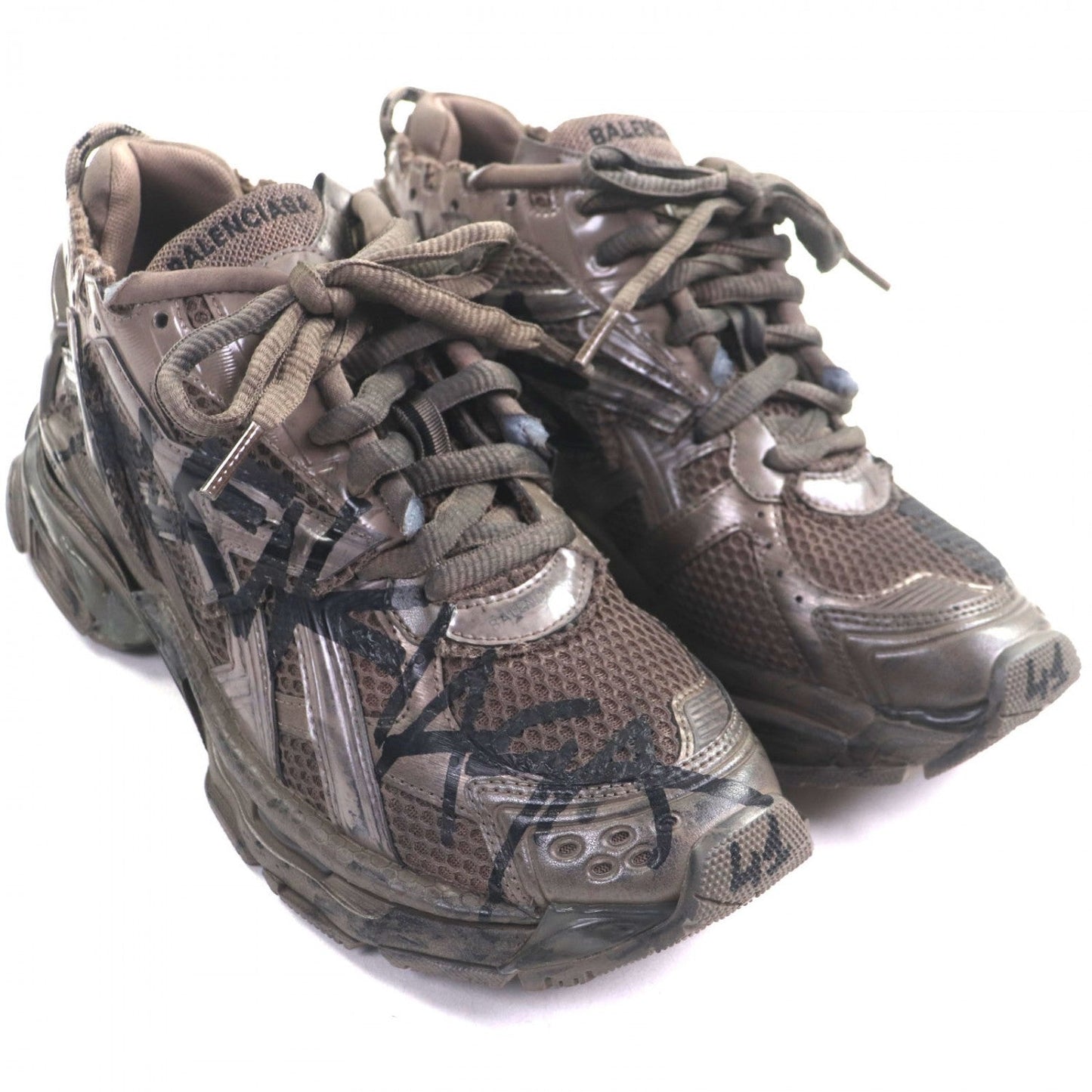 BALENCIAGA sneakers 677403 fabric Braun Khaki RUNNER 41