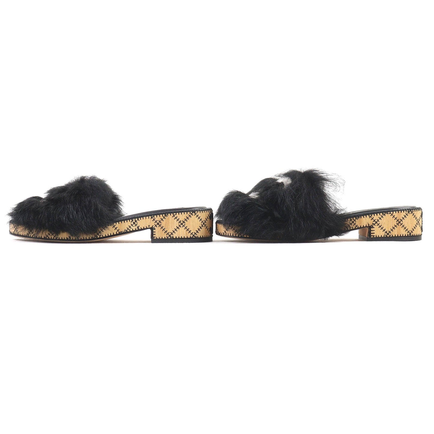 Chanel COCO Mark Shearling and Lambskin Fur Mules
