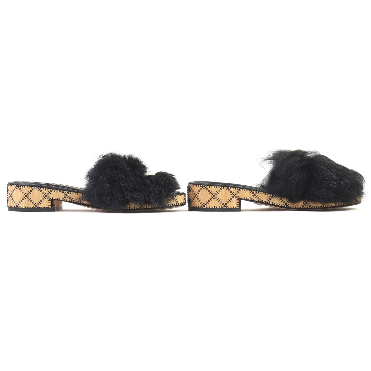 Chanel COCO Mark Shearling and Lambskin Fur Mules