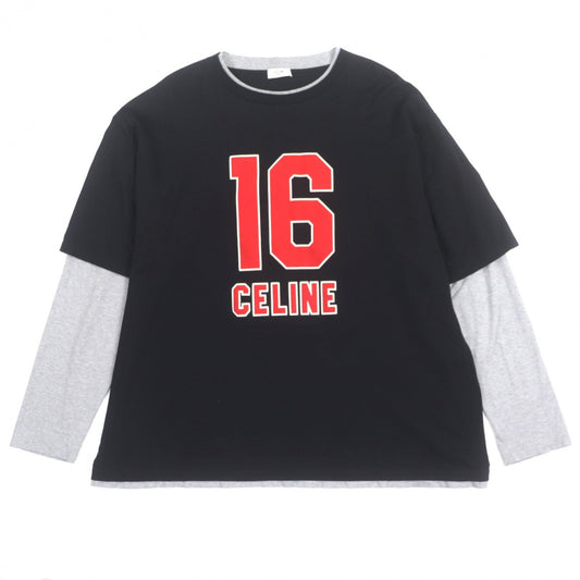 CELINE Long-sleeved T-shirt 2X87E671Q cotton Black Grey 16 Skater Cotton Jersey Tee XL