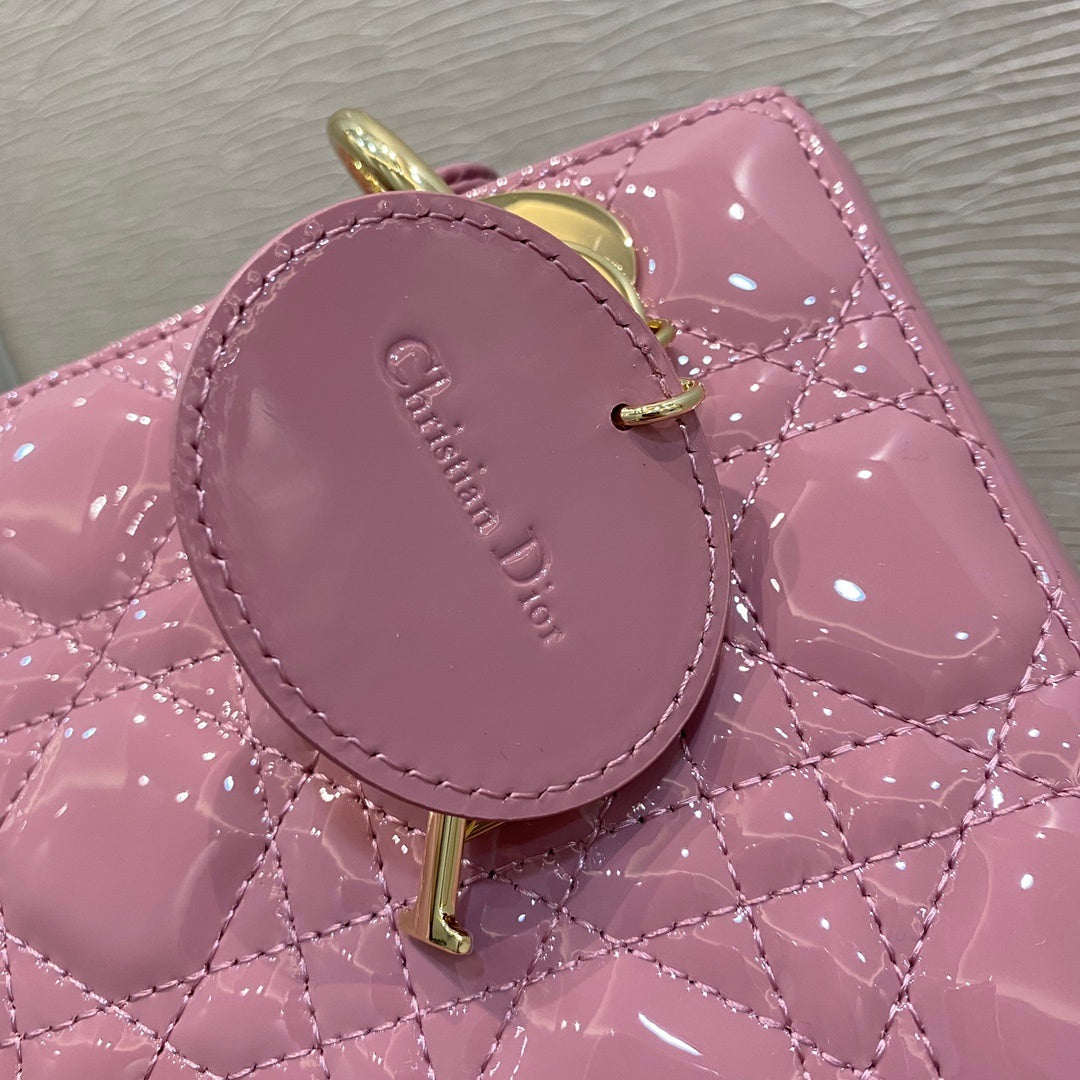 Top Quality Small Lady Bag Clutch Gold Toned Hardware Pink For Women 8in/20cm CD