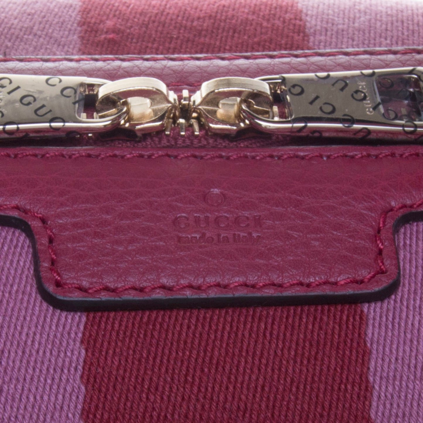 Gucci 269876 Beige/Ebony GG Fabric with Dark Red Leather Trim Handbag