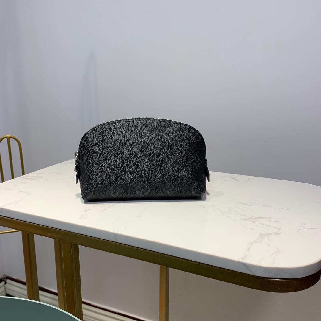 Top Quality Cosmetic Pouch PM Monogram Eclipse Canvas For Women, WoBags 7.5in/19cm Top Quality