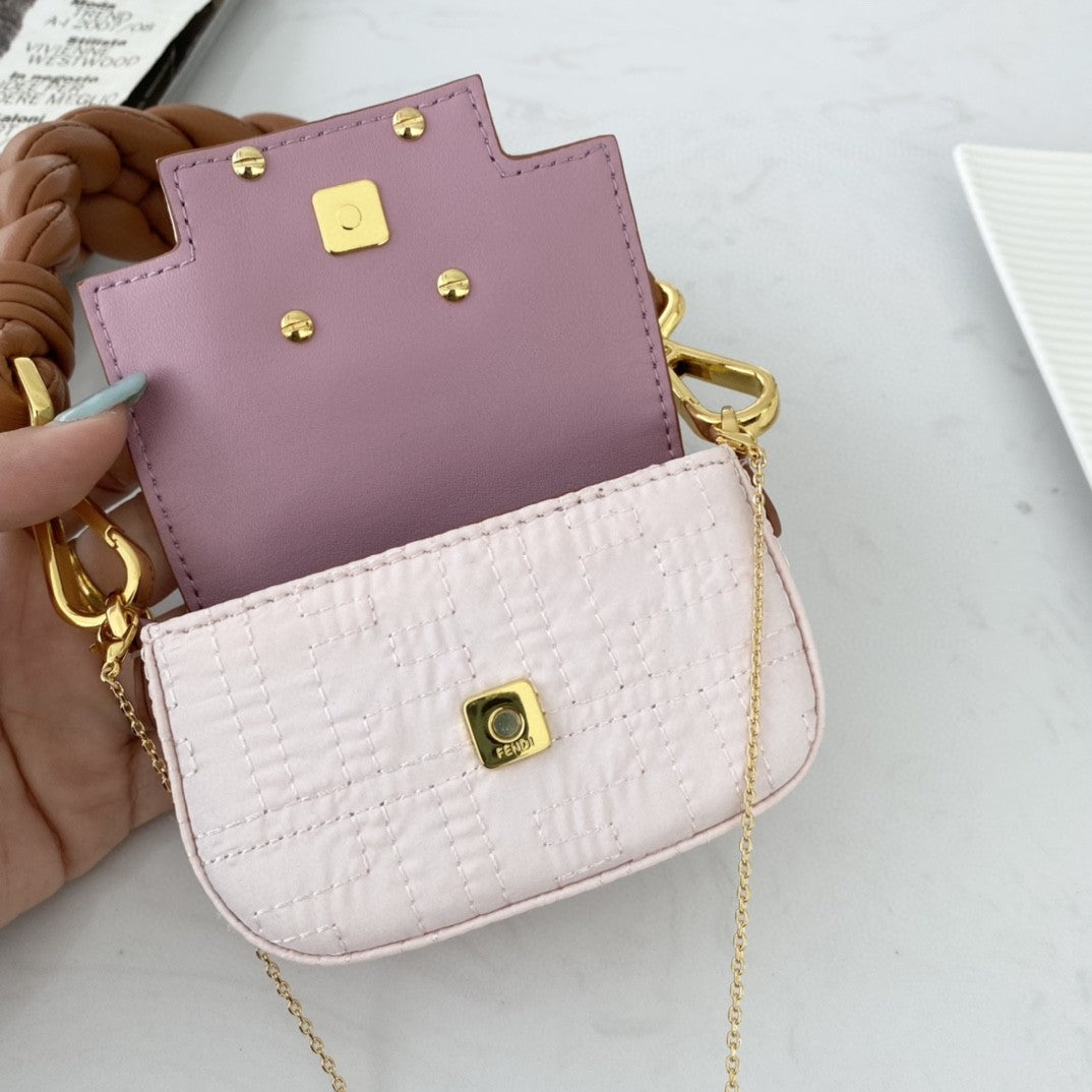 Top QualityTop Quality Nano Baguette Maxi Handle Pink and Brown Bag For Woman 6.5cm/2.5in