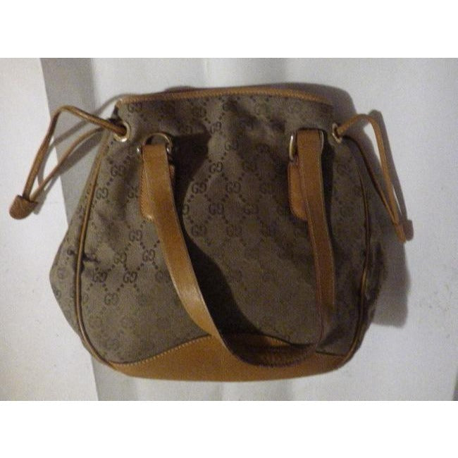 Gucci   Shades Of Brown Canvas And Leather Satchel
