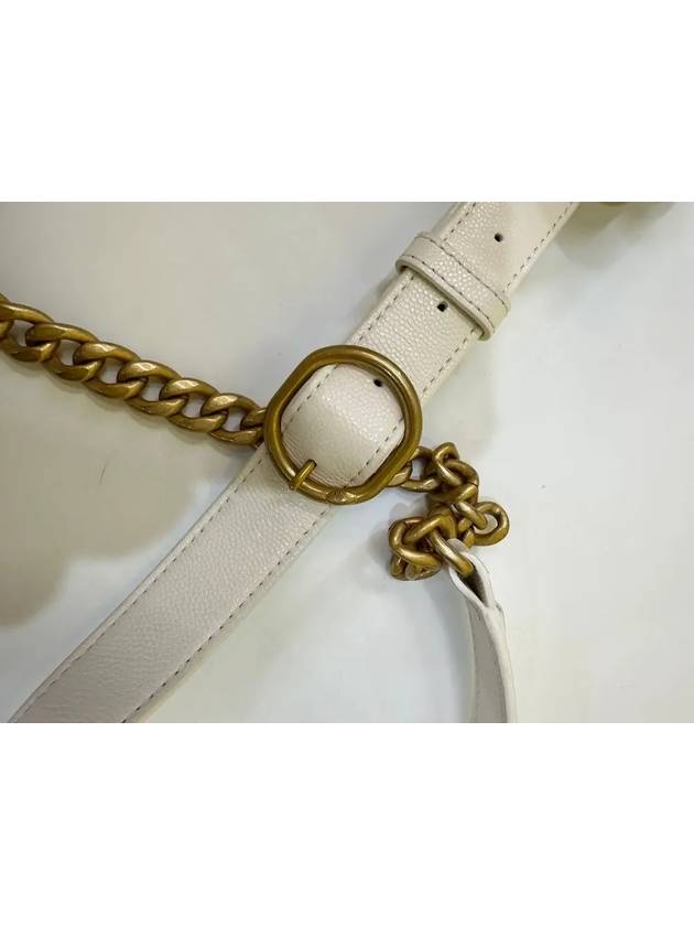 Caviar Mini Messenger Bag White Gold Shoulder Cross AS2484 Chanel