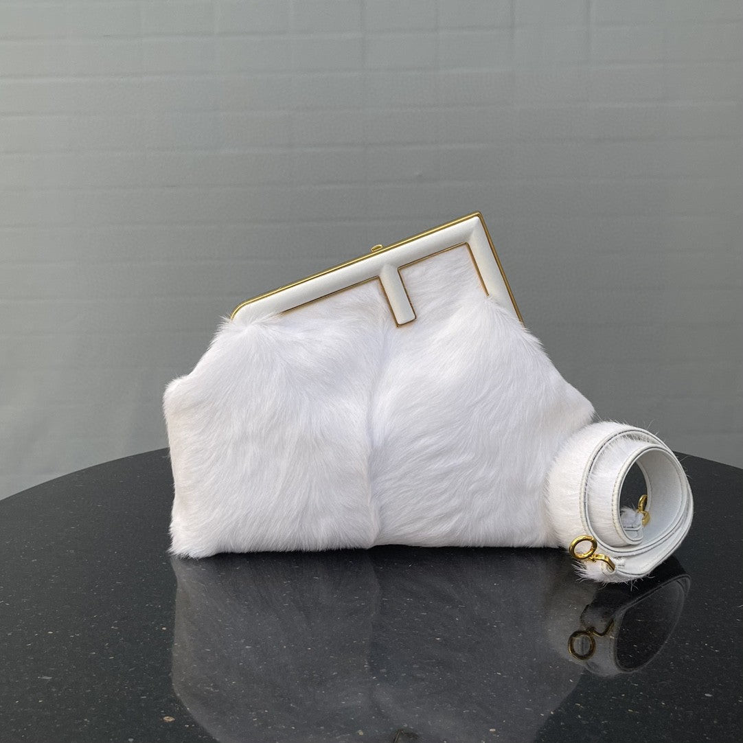 FI First MeTop Qualityum White Fox Fur Bag For Woman 32.5cm/13in