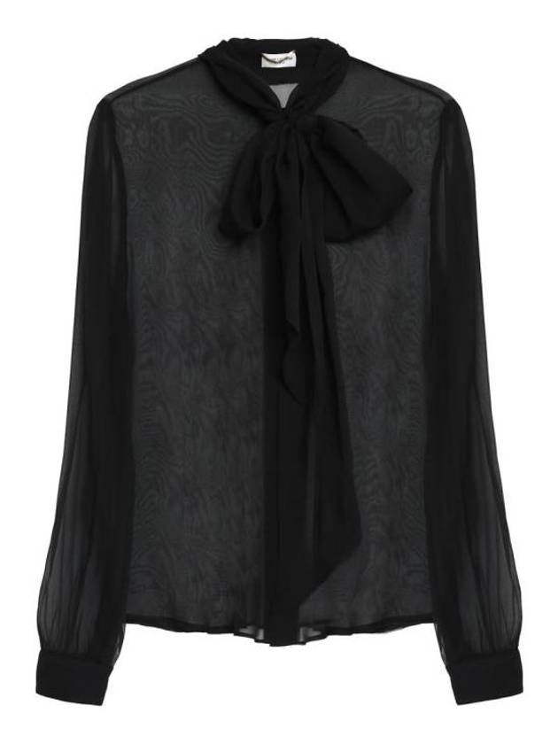Luxury Saint Laurent Trending 2025 Silk Muslin Crepe Blo  Black