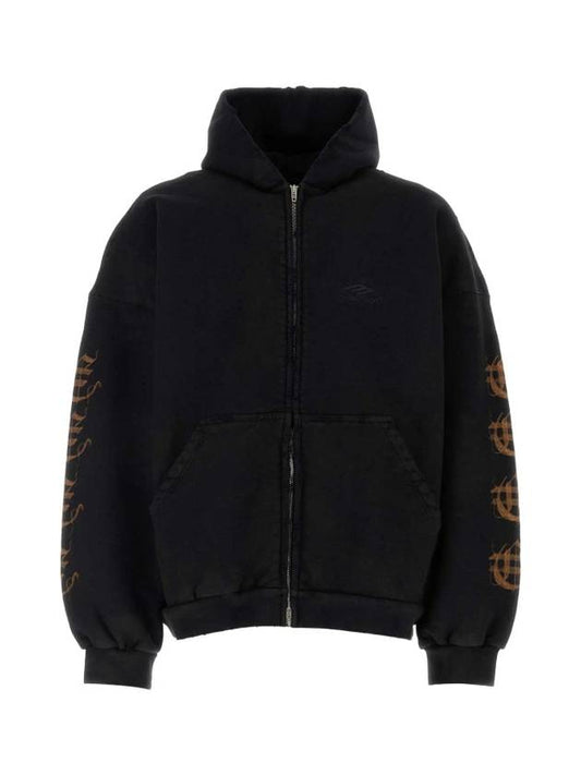 Luxury Balenciaga Trending 2025 Heavy Metal Oversized Zip-Up Hoodie Black