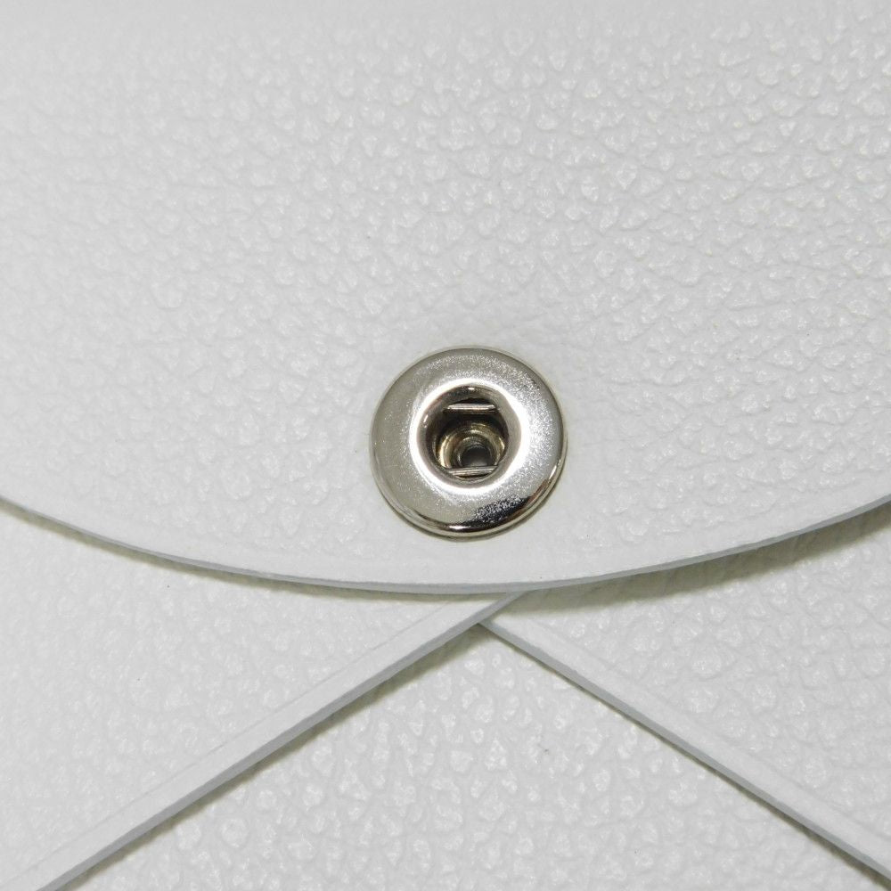 HERMES Card Case Evercolor Nata White Ivory Snap Button Bifold Wallet Business Card Holder Pass Case Good Condition Calvi unisex(Unisex)  d