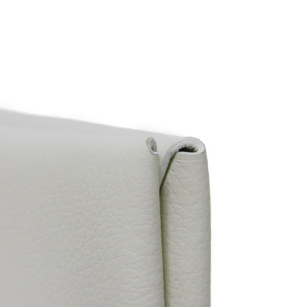 HERMES Card Case Evercolor Nata White Ivory Snap Button Bifold Wallet Business Card Holder Pass Case Good Condition Calvi unisex(Unisex)  d