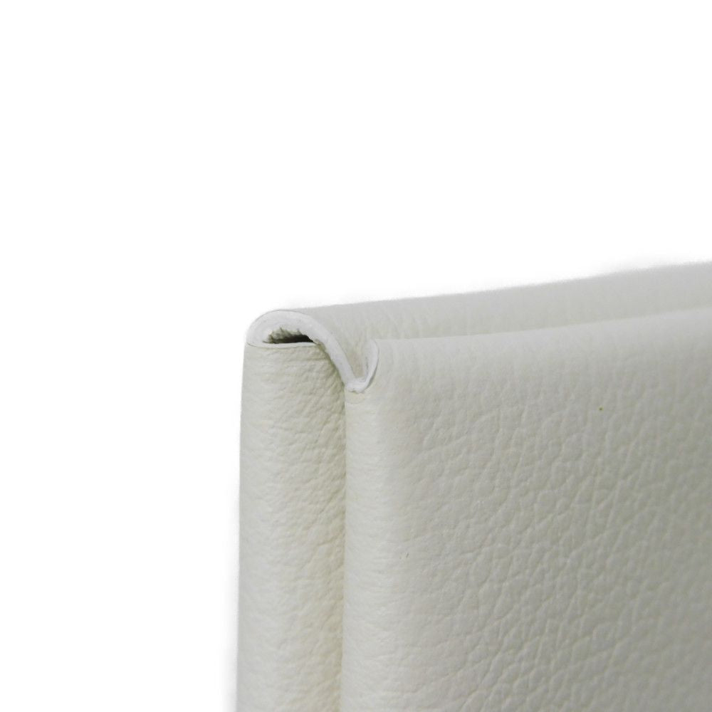 HERMES Card Case Evercolor Nata White Ivory Snap Button Bifold Wallet Business Card Holder Pass Case Good Condition Calvi unisex(Unisex)  d