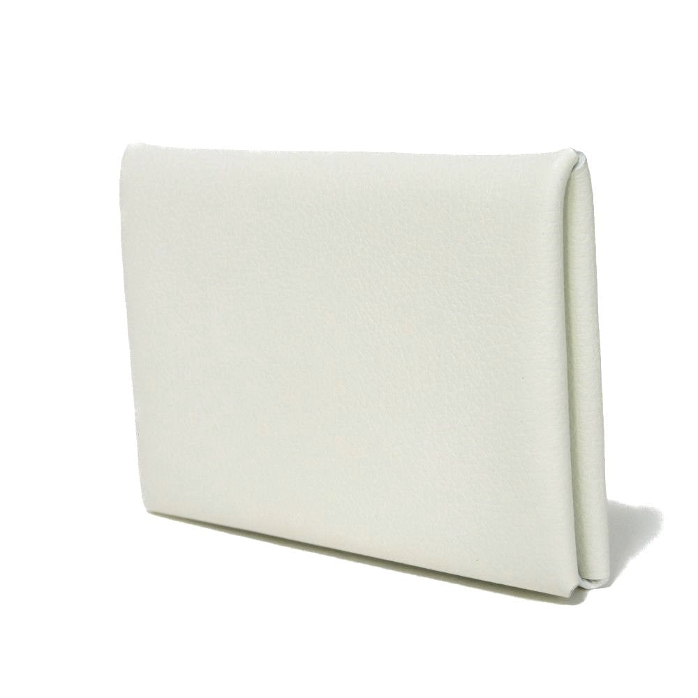 HERMES Card Case Evercolor Nata White Ivory Snap Button Bifold Wallet Business Card Holder Pass Case Good Condition Calvi unisex(Unisex)  d