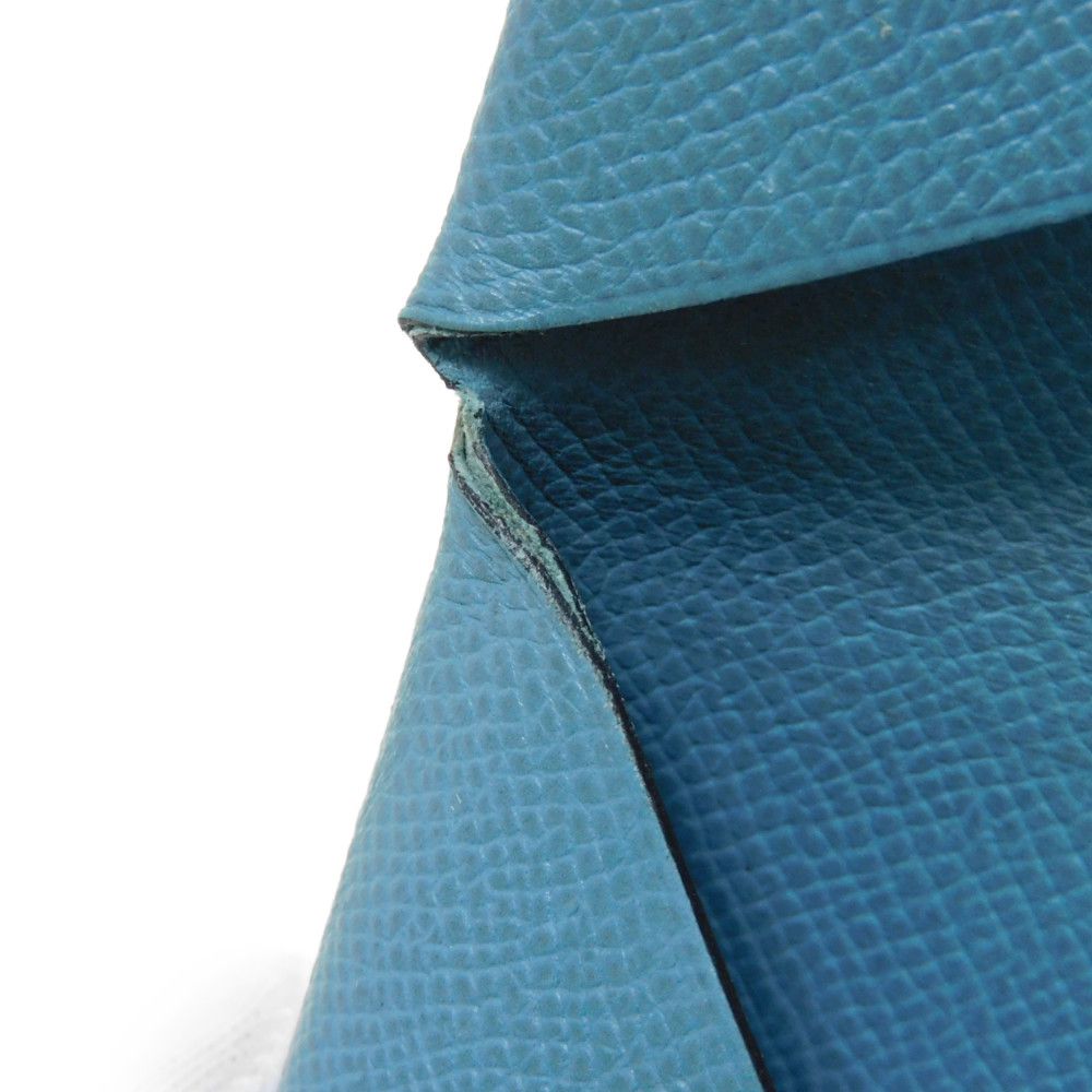 HERMES Card Case Epsom Blue gene Star Mark Pressed Calfskin Pastel Light Blue Bifold Wallet Calvi unisex(Unisex)  d