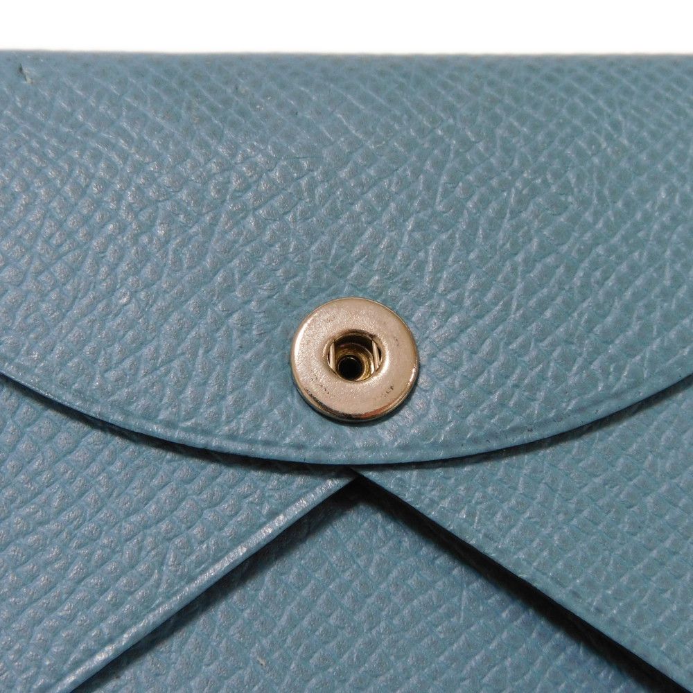 HERMES Card Case Epsom Blue gene Star Mark Pressed Calfskin Pastel Light Blue Bifold Wallet Calvi unisex(Unisex)  d