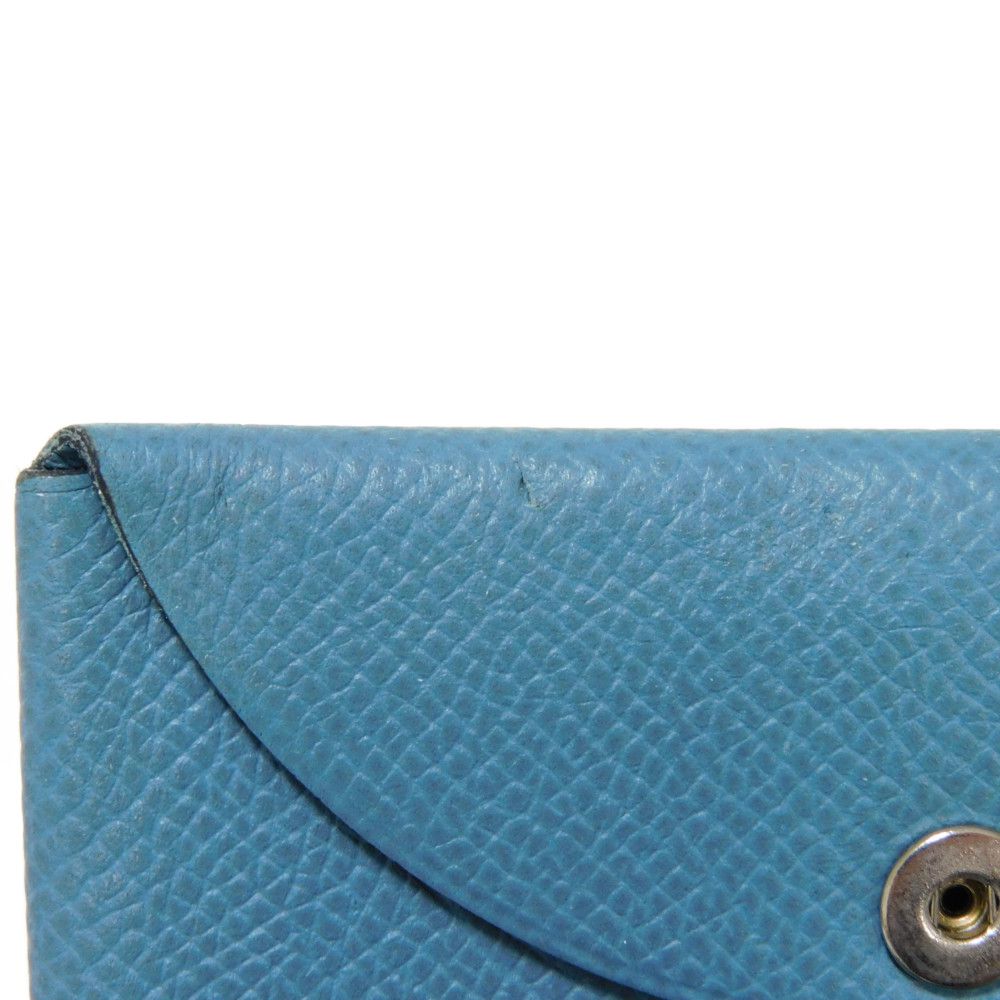 HERMES Card Case Epsom Blue gene Star Mark Pressed Calfskin Pastel Light Blue Bifold Wallet Calvi unisex(Unisex)  d