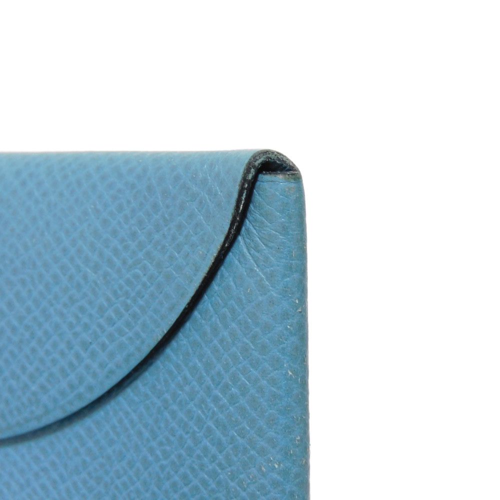 HERMES Card Case Epsom Blue gene Star Mark Pressed Calfskin Pastel Light Blue Bifold Wallet Calvi unisex(Unisex)  d