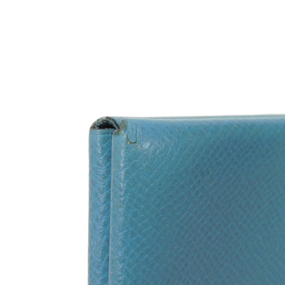 HERMES Card Case Epsom Blue gene Star Mark Pressed Calfskin Pastel Light Blue Bifold Wallet Calvi unisex(Unisex)  d