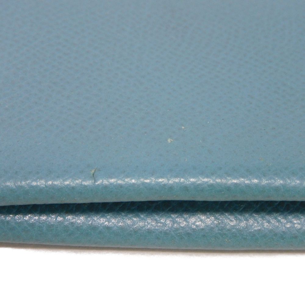 HERMES Card Case Epsom Blue gene Star Mark Pressed Calfskin Pastel Light Blue Bifold Wallet Calvi unisex(Unisex)  d