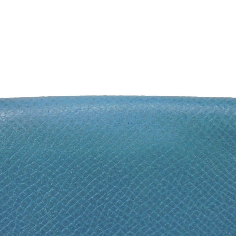 HERMES Card Case Epsom Blue gene Star Mark Pressed Calfskin Pastel Light Blue Bifold Wallet Calvi unisex(Unisex)  d