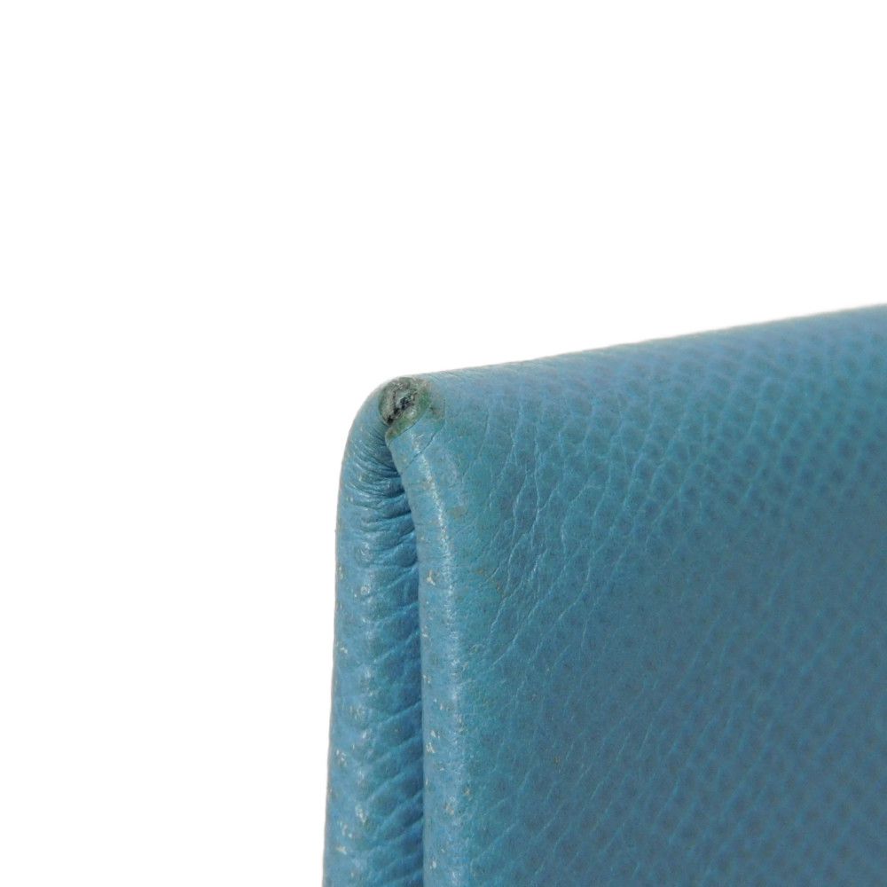 HERMES Card Case Epsom Blue gene Star Mark Pressed Calfskin Pastel Light Blue Bifold Wallet Calvi unisex(Unisex)  d