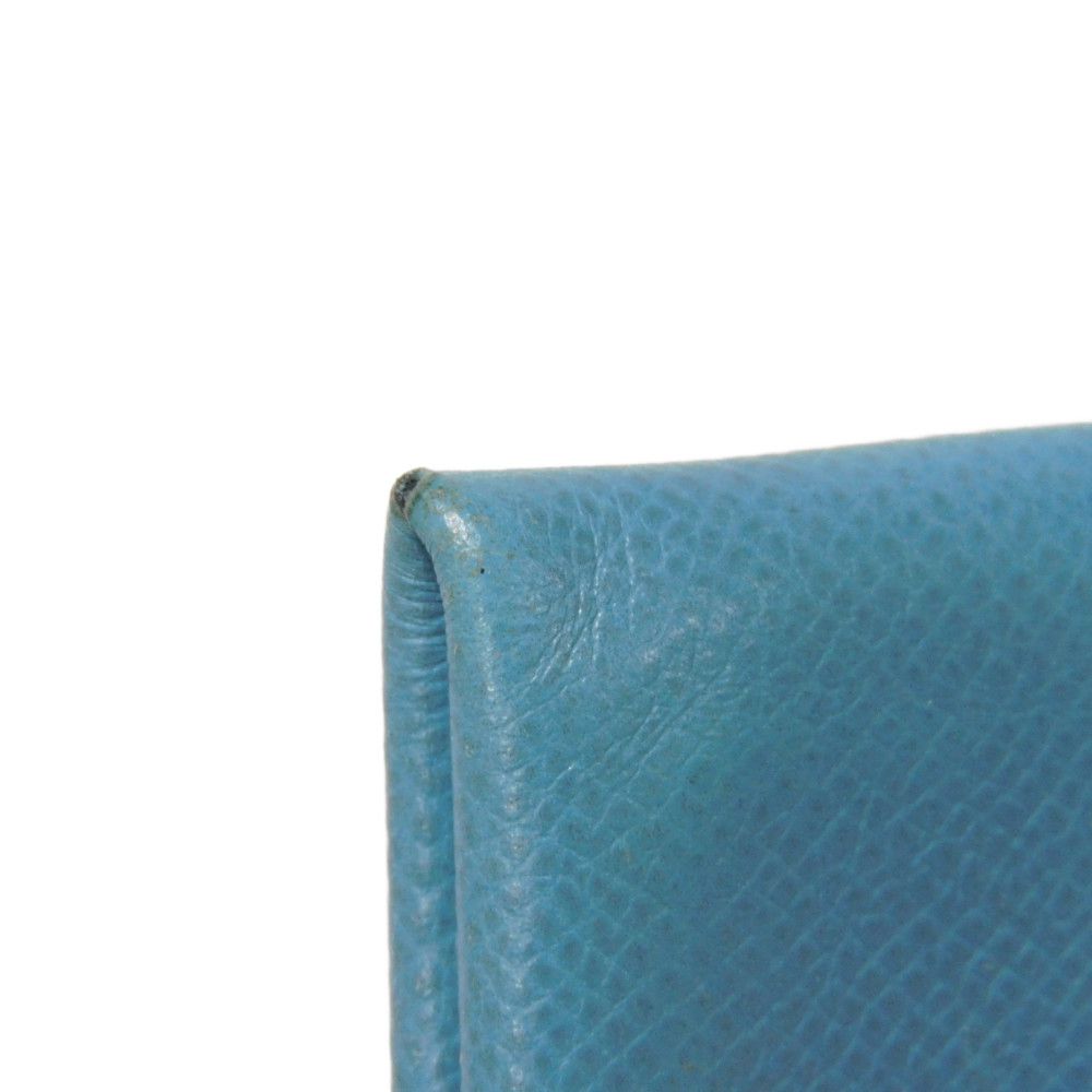 HERMES Card Case Epsom Blue gene Star Mark Pressed Calfskin Pastel Light Blue Bifold Wallet Calvi unisex(Unisex)  d