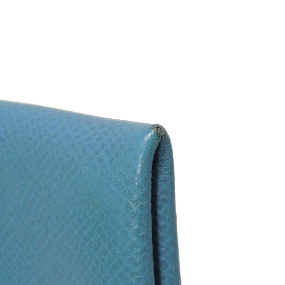 HERMES Card Case Epsom Blue gene Star Mark Pressed Calfskin Pastel Light Blue Bifold Wallet Calvi unisex(Unisex)  d