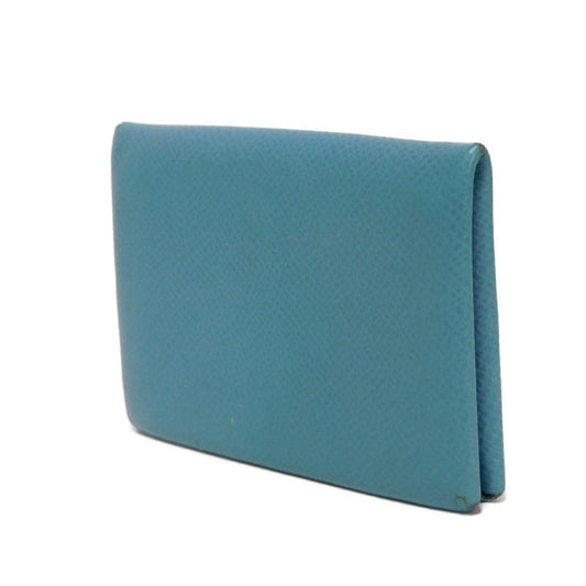 HERMES Card Case Epsom Blue gene Star Mark Pressed Calfskin Pastel Light Blue Bifold Wallet Calvi unisex(Unisex)  d