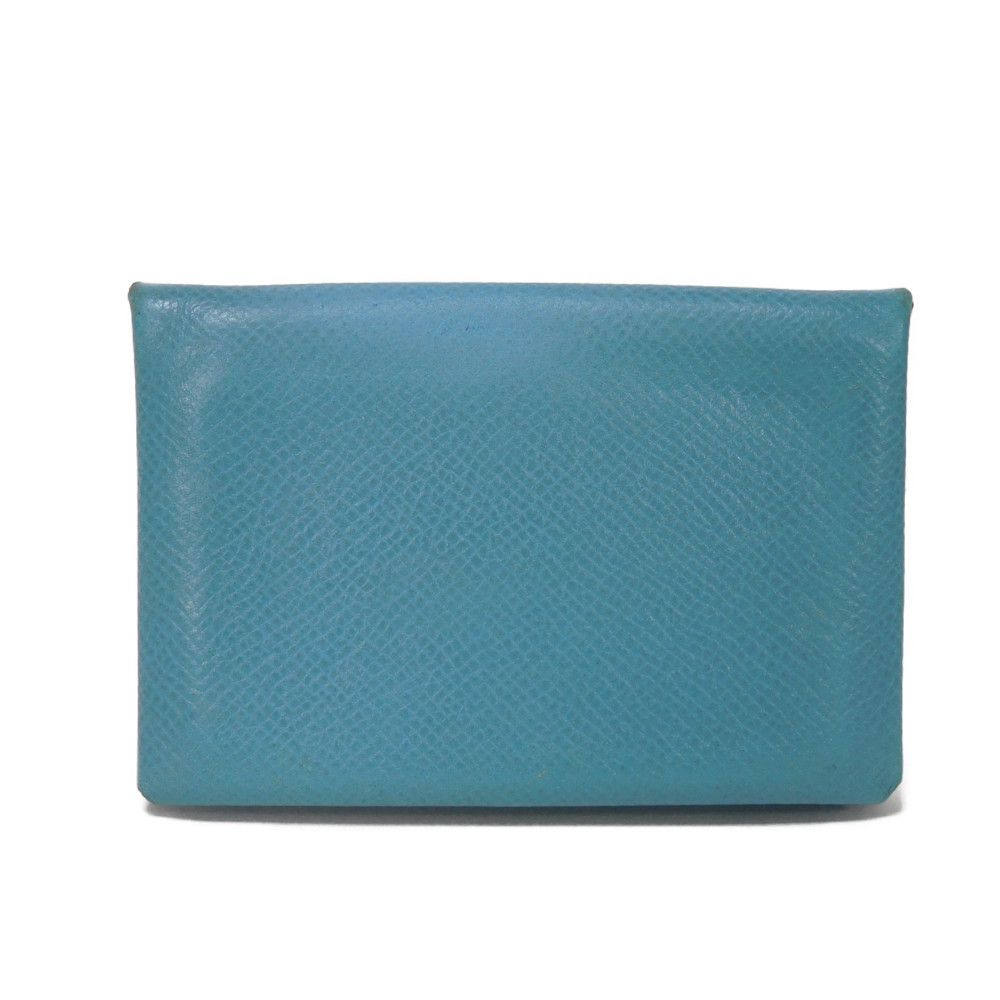 HERMES Card Case Epsom Blue gene Star Mark Pressed Calfskin Pastel Light Blue Bifold Wallet Calvi unisex(Unisex)  d