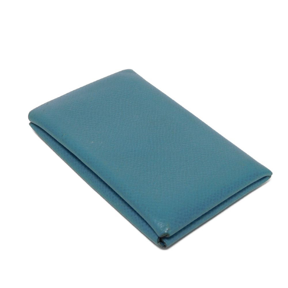 HERMES Card Case Epsom Blue gene Star Mark Pressed Calfskin Pastel Light Blue Bifold Wallet Calvi unisex(Unisex)  d