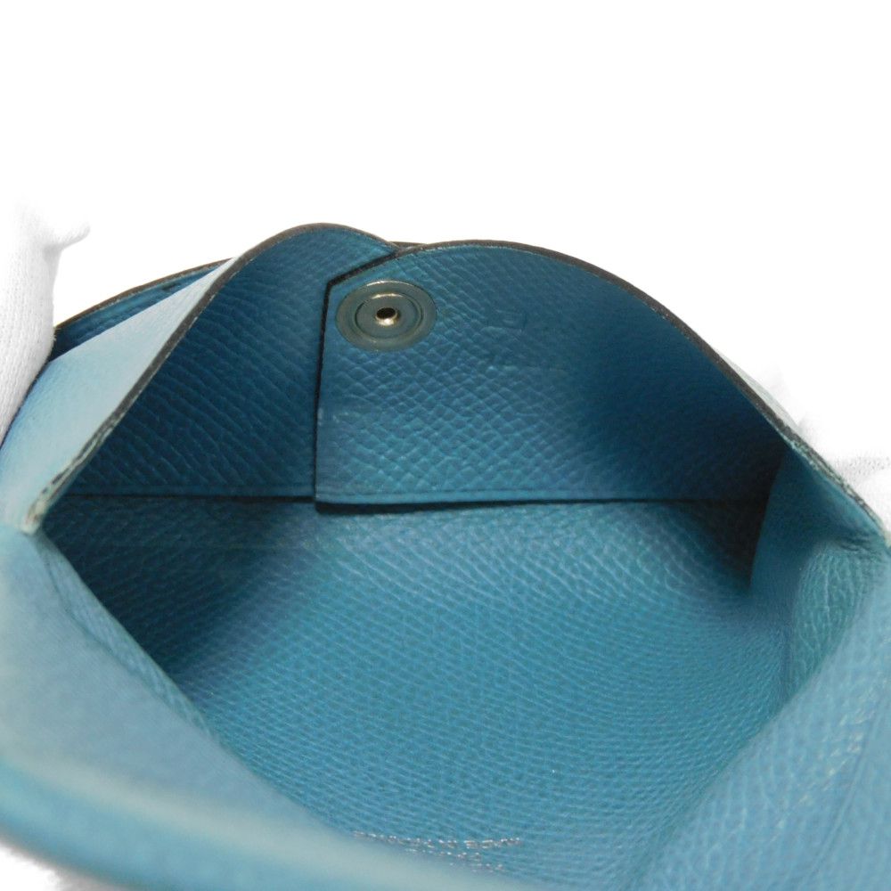 HERMES Card Case Epsom Blue gene Star Mark Pressed Calfskin Pastel Light Blue Bifold Wallet Calvi unisex(Unisex)  d