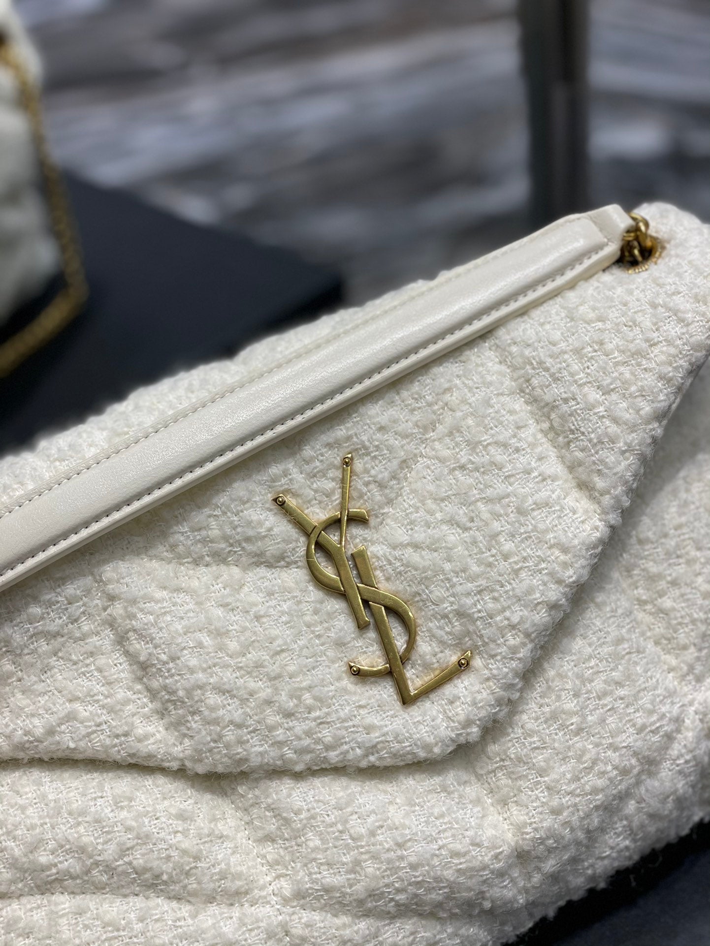 YSSL Puffer Small Chain Bag White For Women, Women’s Bags 11in/29cm YSL‎