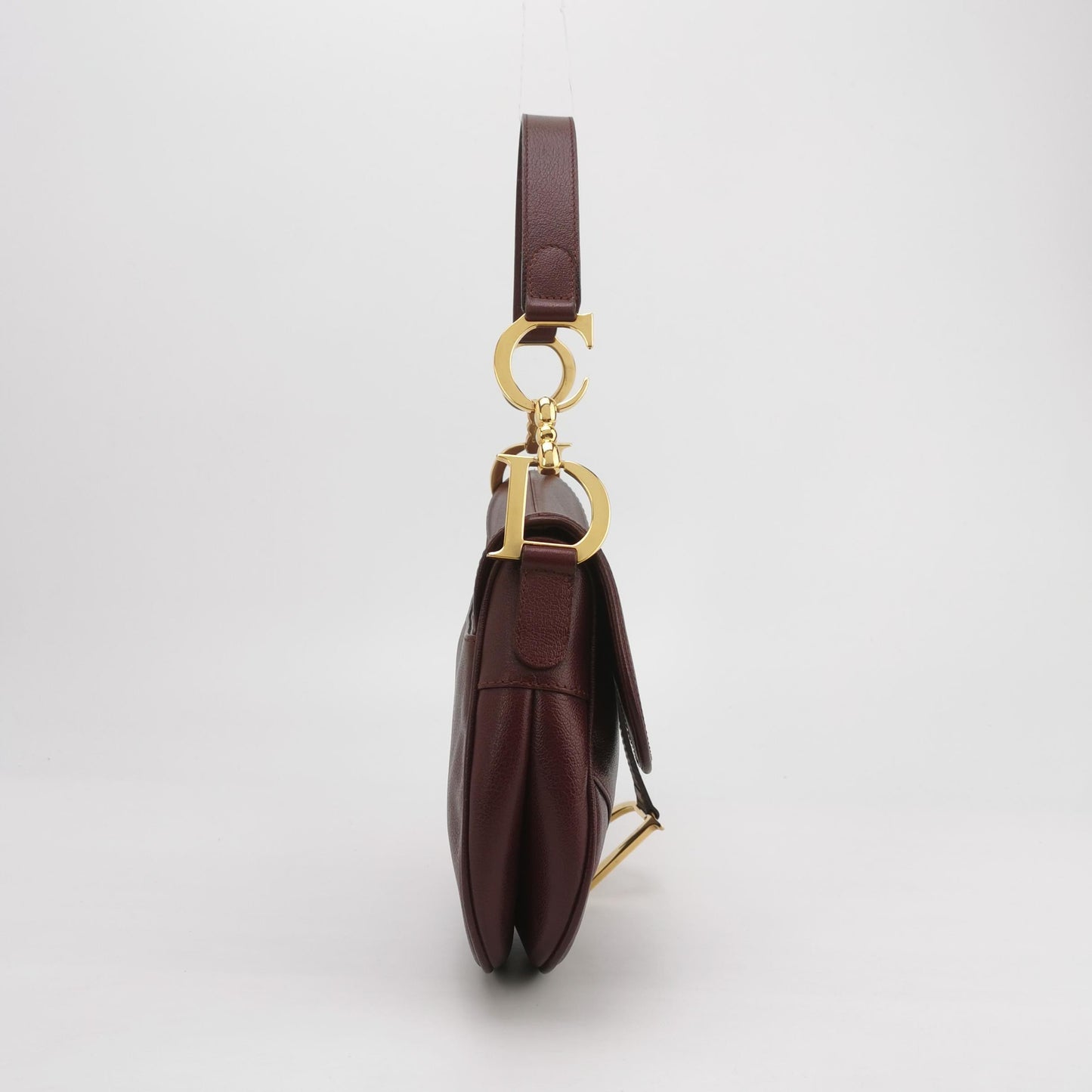Dior Saddle   Burgundy Purple Wine Calfskin Leather Gold Hardware Shoulder Bag