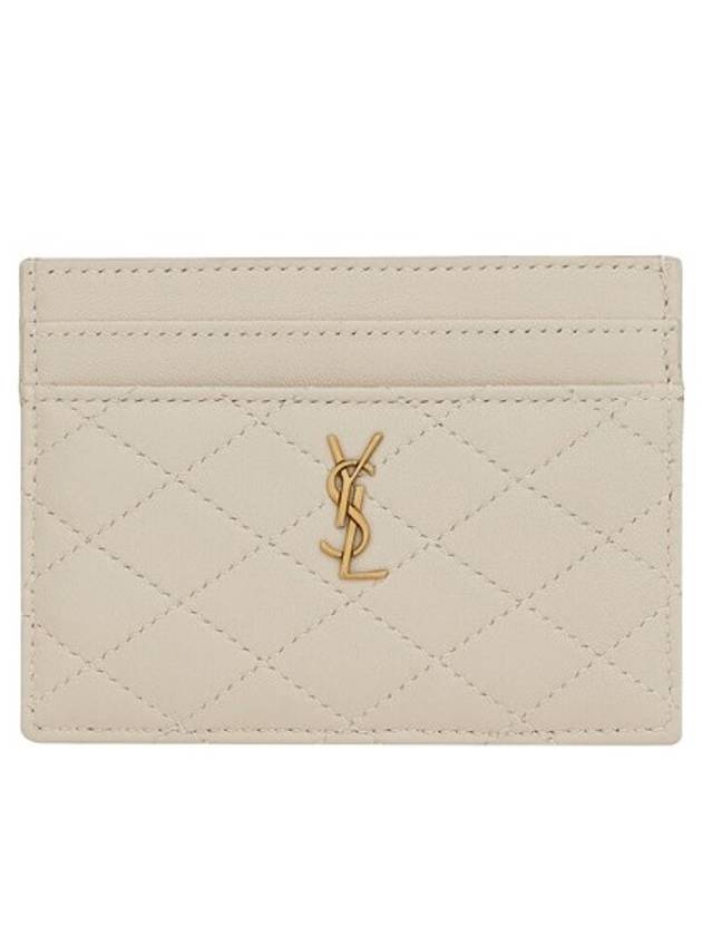 Luxury Saint Laurent Trending 2025 Monogram Gabi Gold Hardware Logo Quilting Card Wallet   White