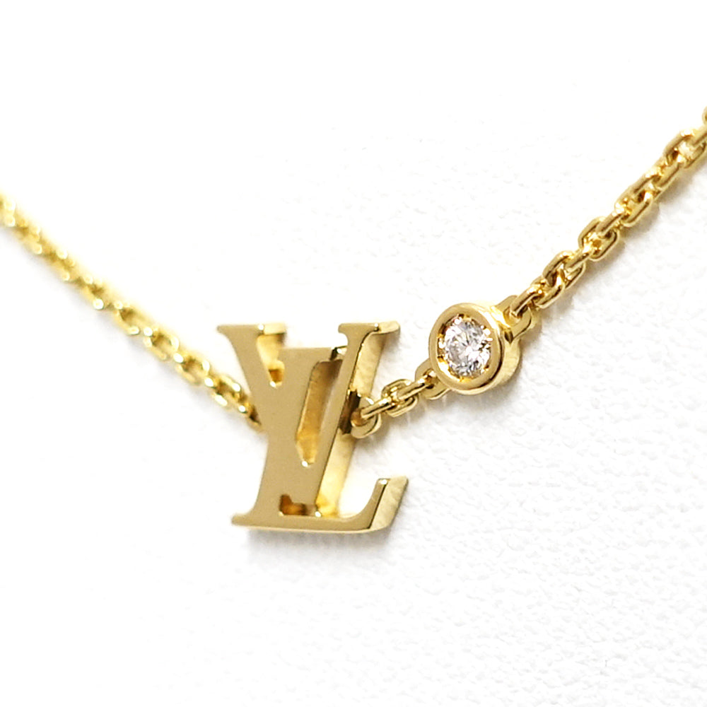 Louis Vuitton K18YG Idil Brossam LV Diamond Necklace 750YG Jewelry Q93626