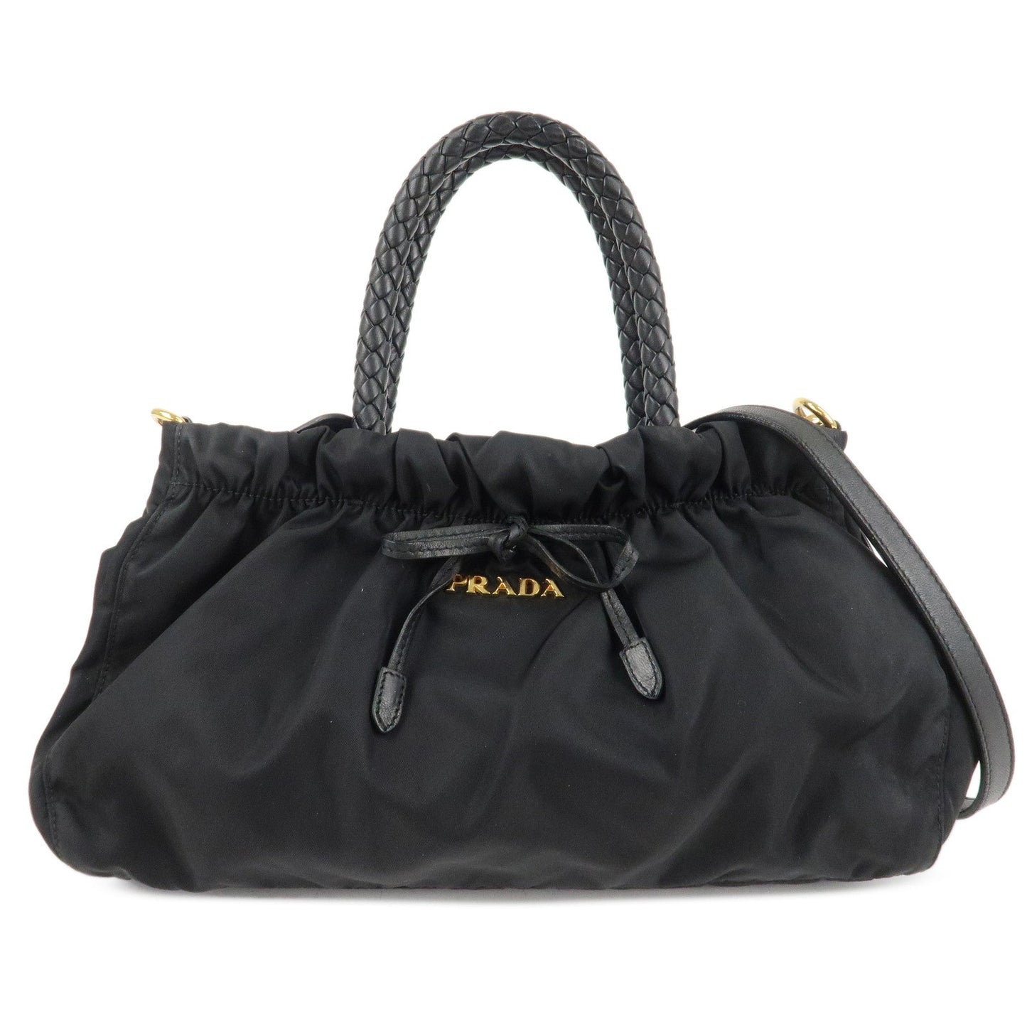 PRADA Nylon Leather Ribbon 2Way Shoulder Bag Black BN1631  d