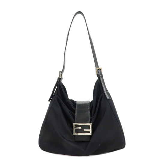 FENDI Polyester Leather Shoulder Bag Black 26727  d