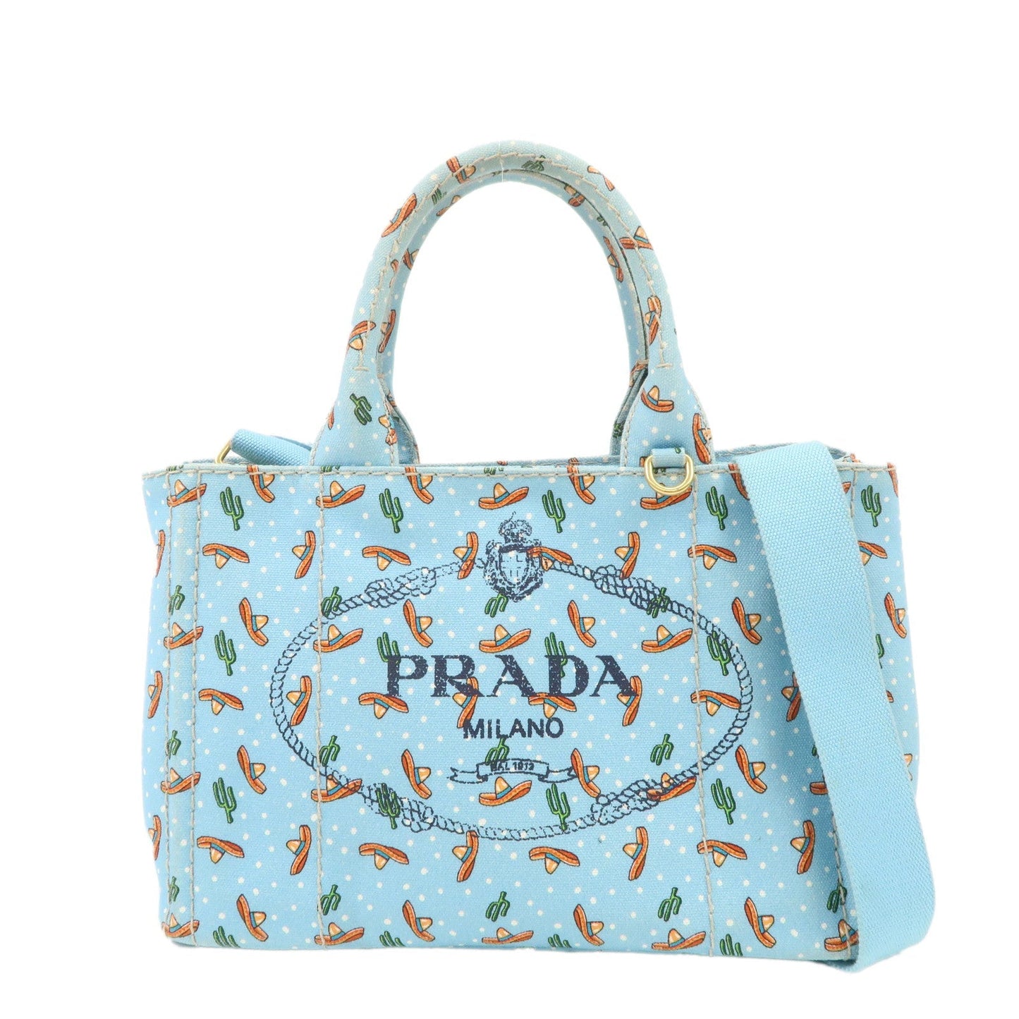 PRADA Canapa Mini Canvas 2Way Bag Light Blue 1BG439  d