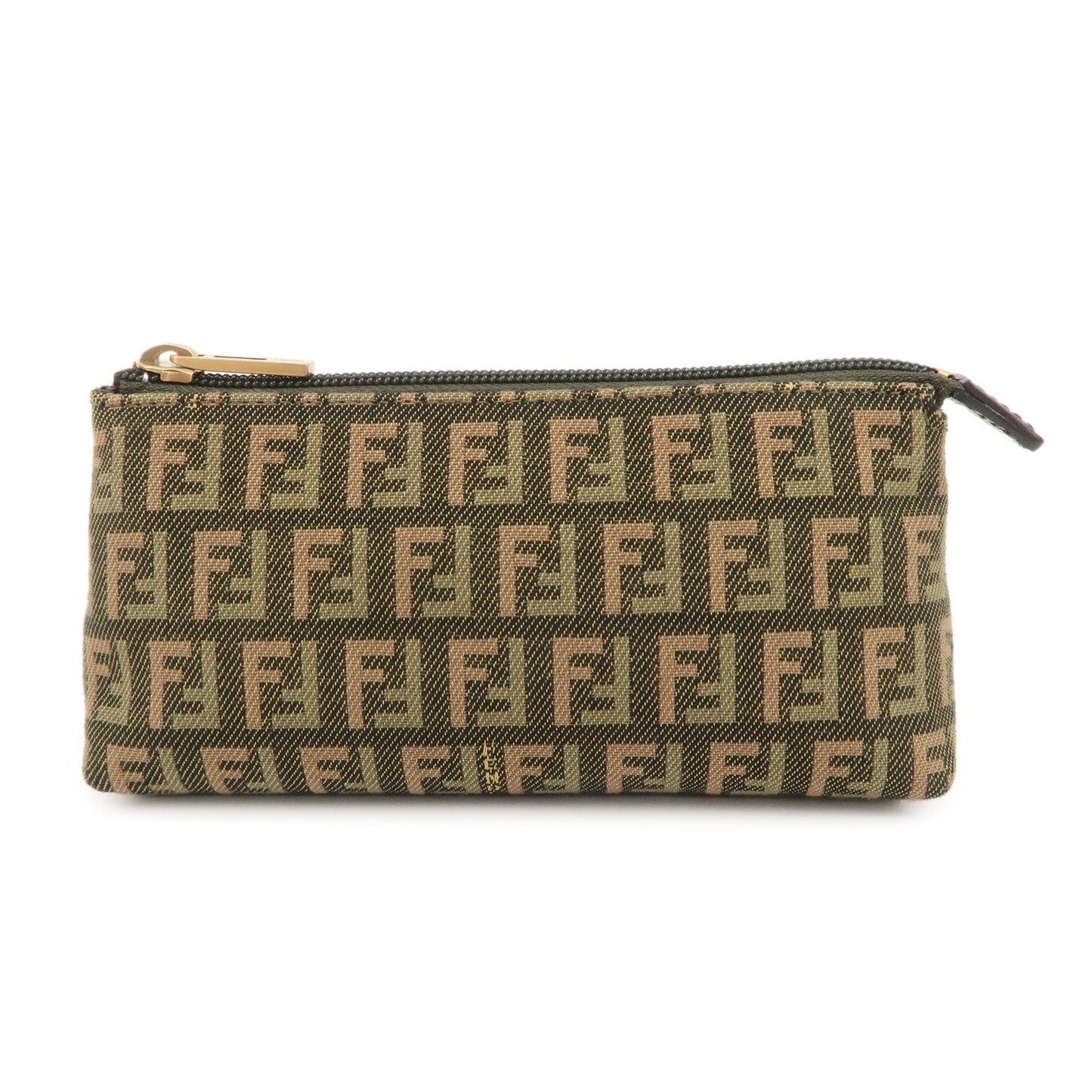 FENDI Zucca Canvas Leather Pouch Mini Bag Khaki Brown 7N0037  d