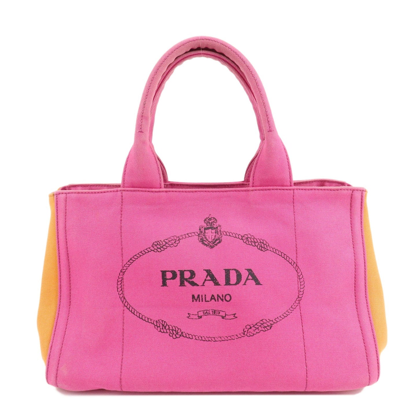 PRADA Canapa Canvas Tote Bag Limited Edition Pink Orange B1877I  d
