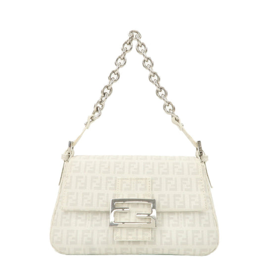 FENDI Mini Mamma Baguette Zucchino Canvas Leather Shoulder Bag  d