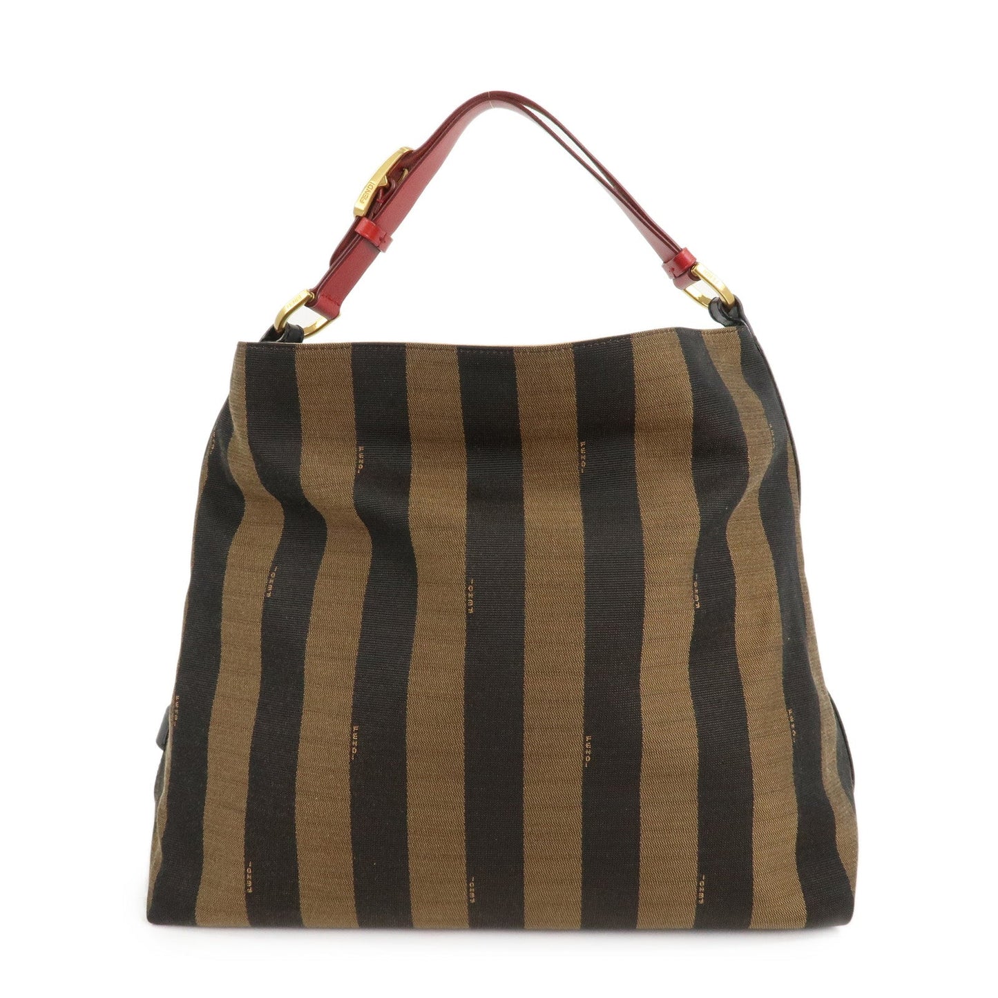 FENDI Pequin Canvas Leather Shoulder Bag Beige Black Brown 8BR653  d