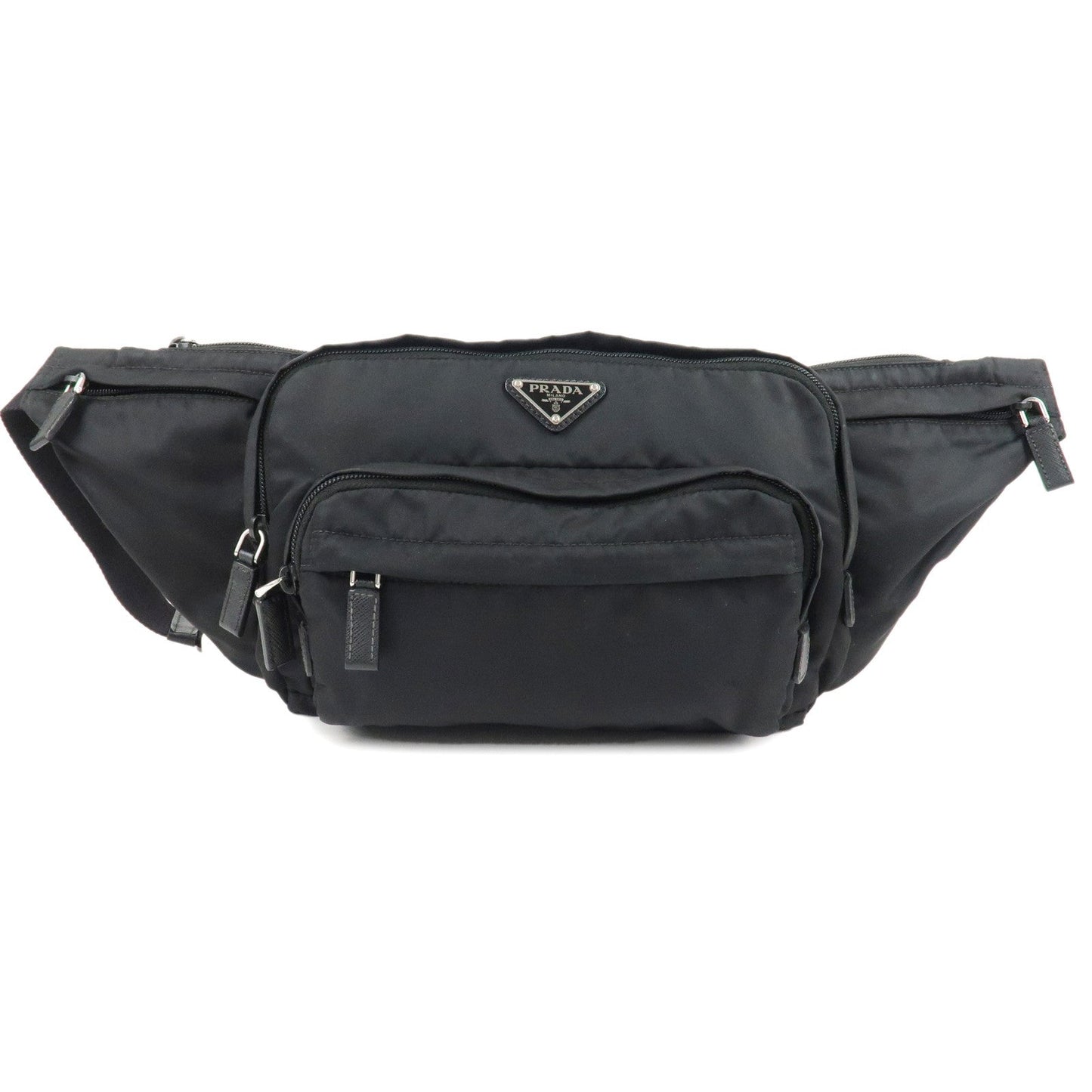 PRADA Logo Nylon Leather Waist Bag Crossbody Bag Black  d