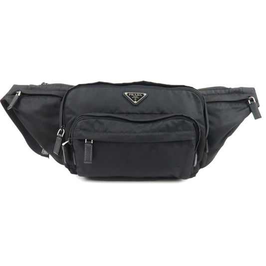 PRADA Logo Nylon Leather Waist Bag Crossbody Bag Black  d