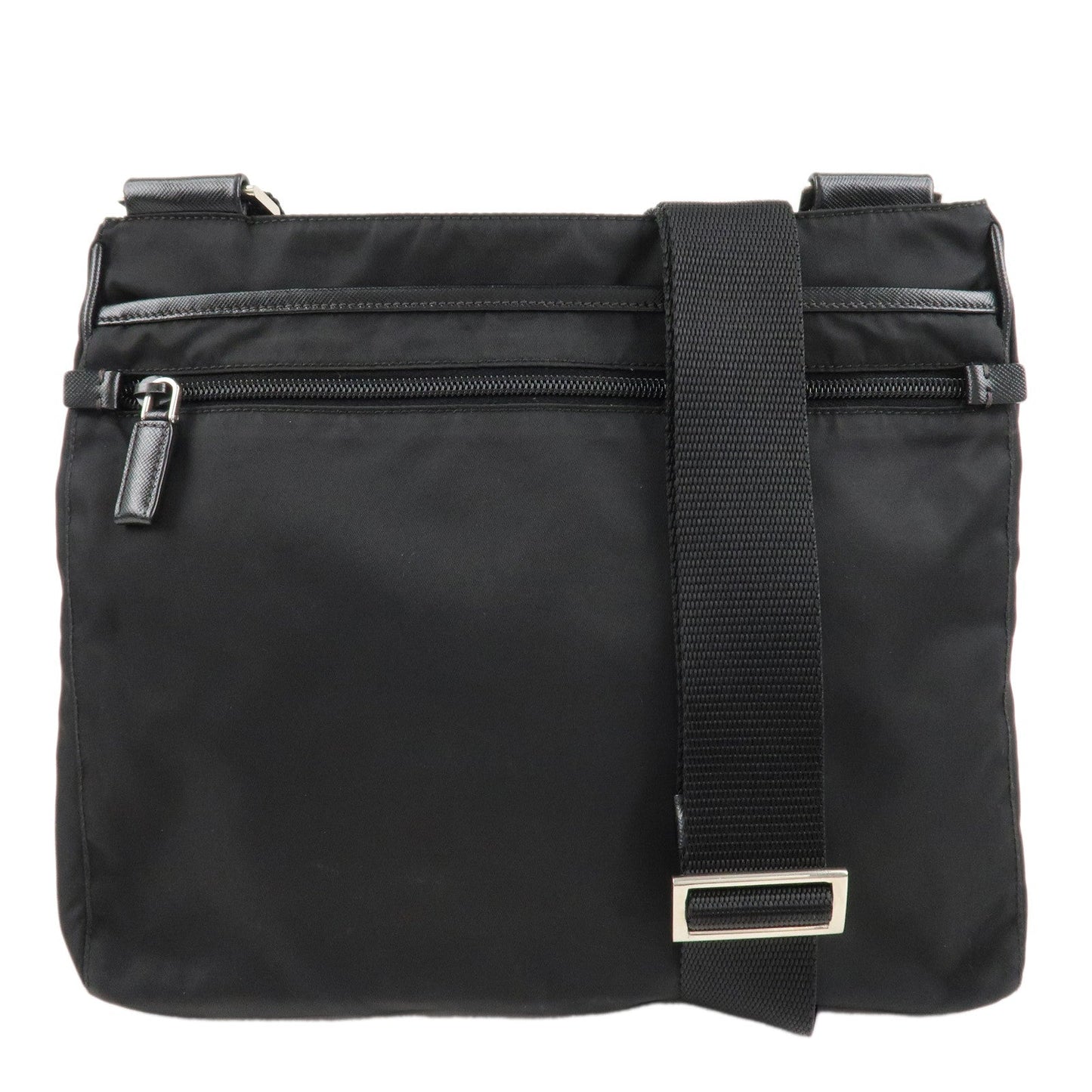 PRADA Logo Nylon Leather Shoulder Bag Crossbody Bag Black  d